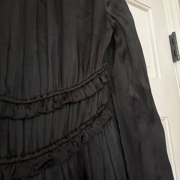 NEW Ulla Johnson Callista Silk Mini Dress Size 4 Black Long Sleeve Ruffle NWT - Picture 11 of 14